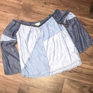 Cloth and Stone Patchwork Off the Shoulder Top